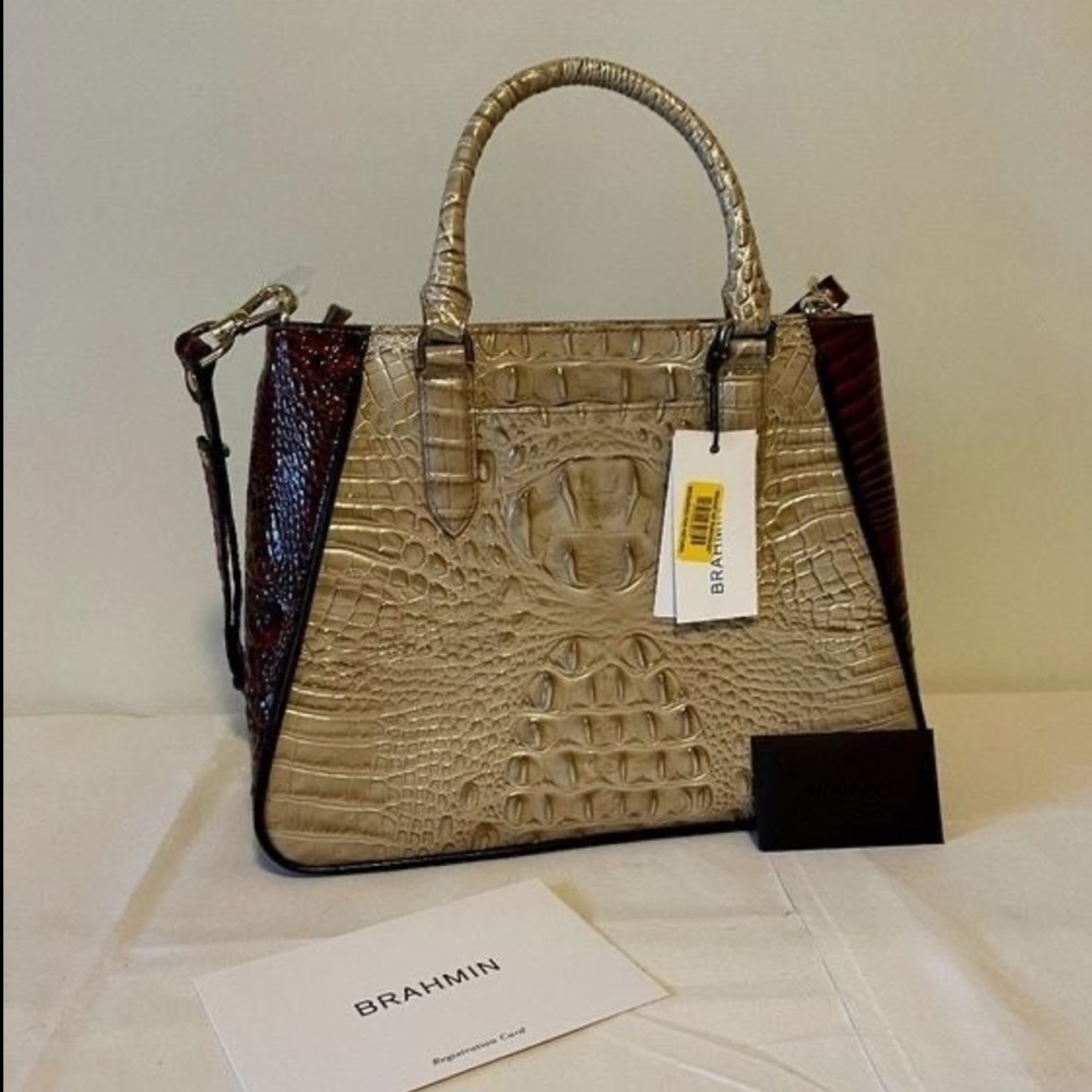 Brahmin Irene Satchel Linen Osmia Melbourne Leather